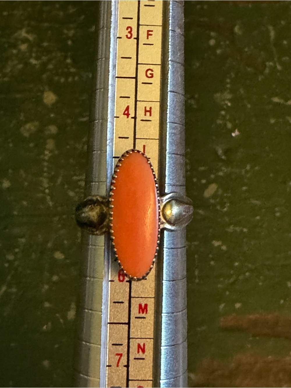 Vintage Navajo Style Coral Ring 5.25, Hallmarked/Signed